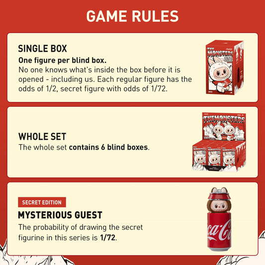 POP MART The Monsters COCA-COLA Series-Vinyl Face Blind Box, Blind Box Figures, Random Design Action Figures Collectible Toys Home Decorations, Holiday Birthday Gifts, Single Box