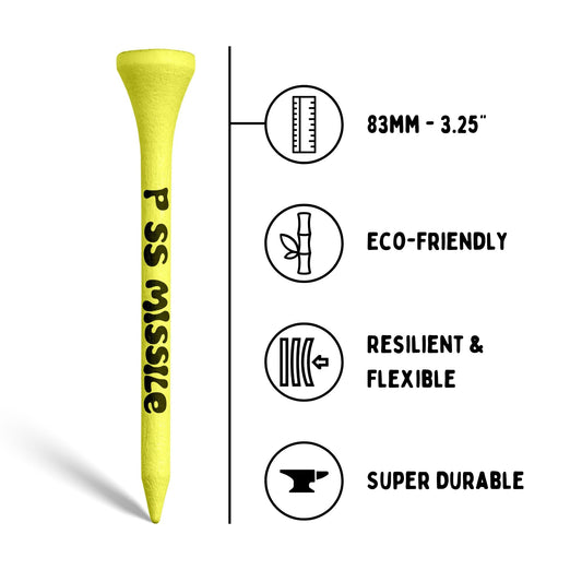 Driver Darts by P*ss Missile, Premium Bamboo Golf Tees | 18 Count, 83mm (3.25")