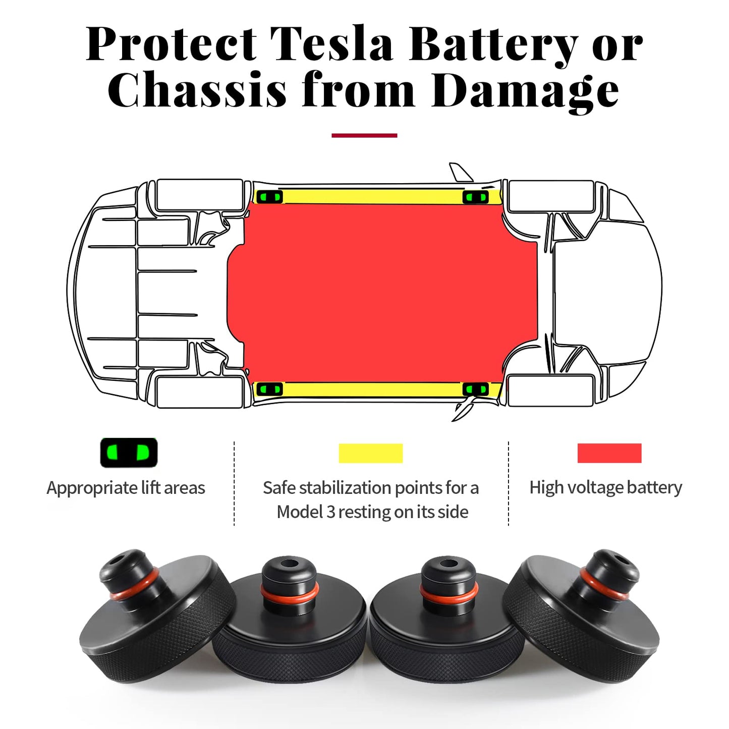 Chirano Lifting Jack Pad for Tesla Model Y with 4680 Battery, Small Size Protrusion, 4 Pucks with Storage Case Visit the Chirano Store
