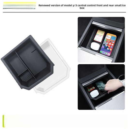 2025 Center Console Organizer for 2025-2024 Model 3 Highland Model Y 2025 Refresh Center Console Storage Organizers Flocking Armrest Box Organizer Model 3 Model Y Accessories 2PCS