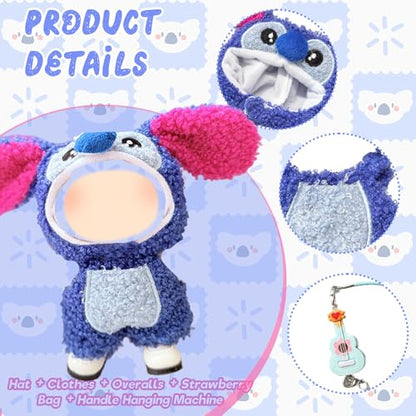 Lot de 3 vêtements de poupée bleus pour poupées de 17 cm, ensemble d'accessoires de poupée comprenant 1 combinaison, 1 chapeau, 1 pendentif pour fille pour meilleurs cadeaux sans poupée