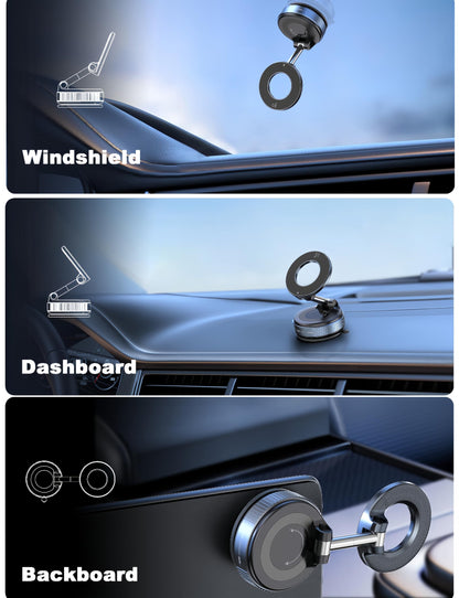 Upgraded 360° Nano Gel Vacuum Magnetic Phone Holder, Car Phone Holder for Magsafe[108+LBS Strongest Suction & 3000gf Strongest Magnetic], Suction Cup Phone Mount for Car/for iPhone 16 Pro Max