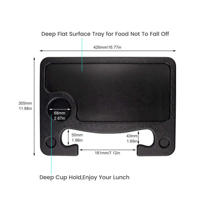 CarQiWireless Auto Steering Wheel Desk for Tesla Model 3 Model Y S X (Not for Yoke), Hollow Steering Wheel Tray for Laptop, Tablet, iPad, Or Notebook - Car Travel Table with Food Hook and Eating Tray