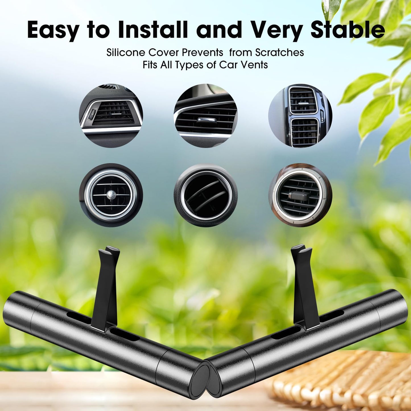EORRZZY 2 Packs Custom Car Air Freshener Diffuser Vent Clips for Car Decoration Accessories with 12 Refill Sticks for Cars, Office, Kitchen, Bathroom, Pet Houses