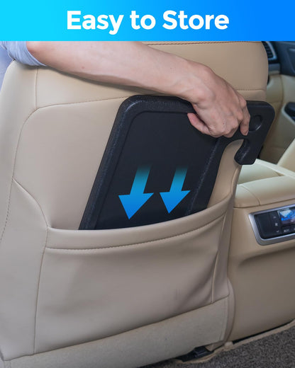 CarQiWireless Auto Steering Wheel Desk for Tesla Model 3 Model Y S X (Not for Yoke), Hollow Steering Wheel Tray for Laptop, Tablet, iPad, Or Notebook - Car Travel Table with Food Hook and Eating Tray