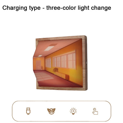 3D Naked Eye Vision Night Light Wall Lamp Decoration for Living Room Bedroom Wooden Recharge Atmosphere Table Lamp Funny Gift