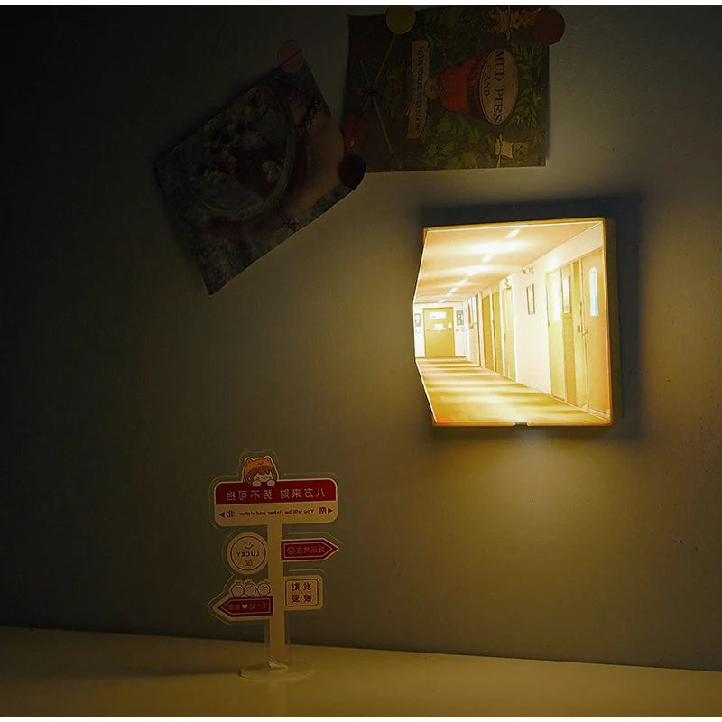 3D Naked Eye Vision Night Light Wall Lamp Decoration for Living Room Bedroom Wooden Recharge Atmosphere Table Lamp Funny Gift