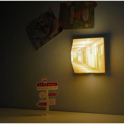 3D Naked Eye Vision Night Light Wall Lamp Decoration for Living Room Bedroom Wooden Recharge Atmosphere Table Lamp Funny Gift