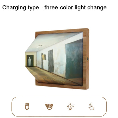 3D Naked Eye Vision Night Light Wall Lamp Decoration for Living Room Bedroom Wooden Recharge Atmosphere Table Lamp Funny Gift