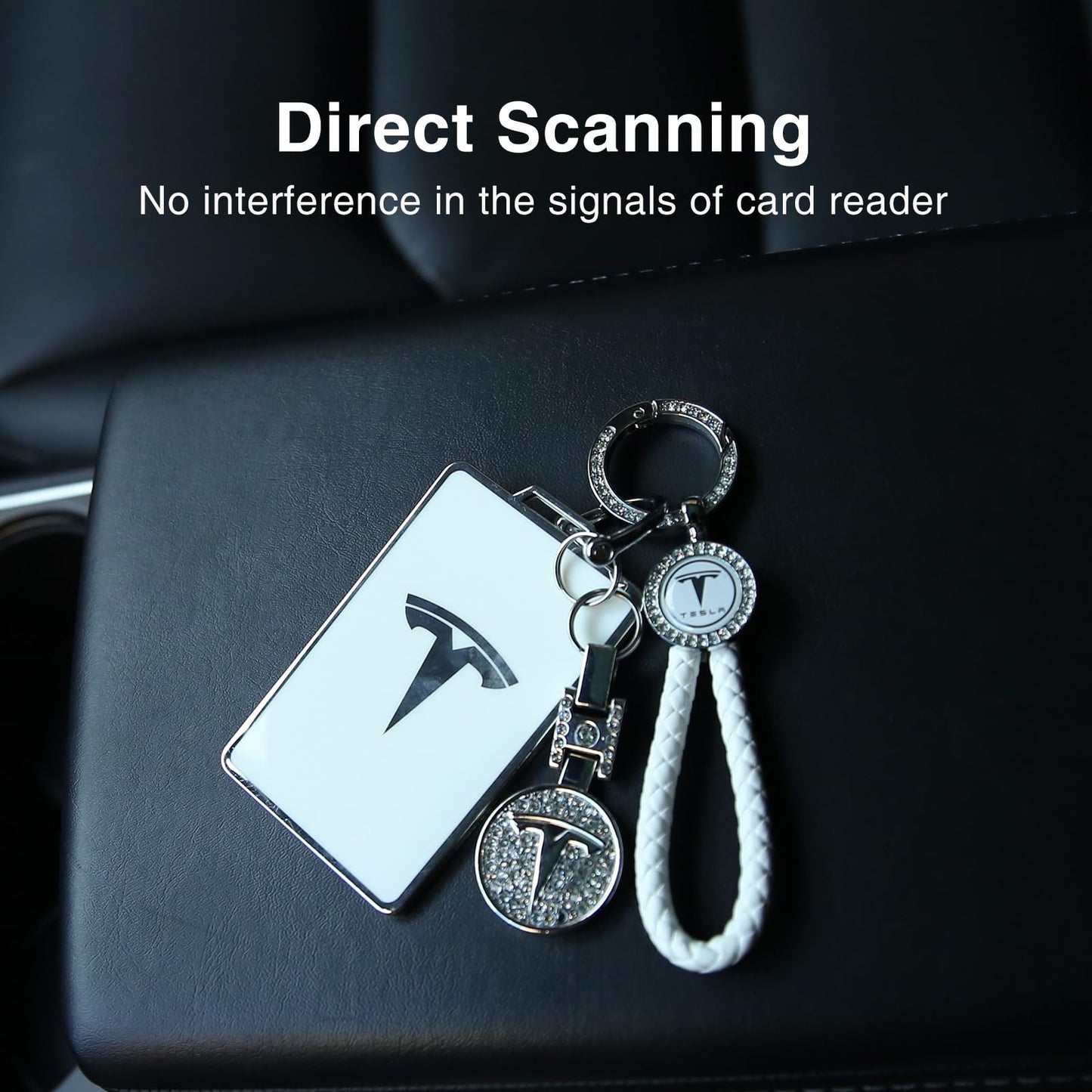 Tesheer for Tesla Key Card Holder Bling Key Chain fit Model S/X/3/Y Cybertruck Card Key Holder Key Card Protective Key Fob