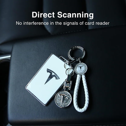 Tesheer for Tesla Key Card Holder Bling Key Chain fit Model S/X/3/Y Cybertruck Card Key Holder Key Card Protective Key Fob