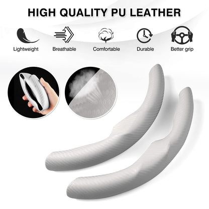 Steering Wheel Cover for Telsa Model 3/Y 2016-2025 2026 Highland/Juniper Accessories Carbon Fiber Steering Wheel Cover Protector Non-Slip, Comfortable, Breathable, Model 3/Y Accessories, White
